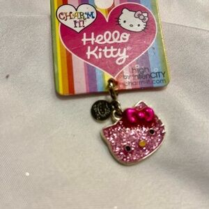Vintage Sanrio Hello Kitty Pink glitter charm it. Excellent NWT hard to find!